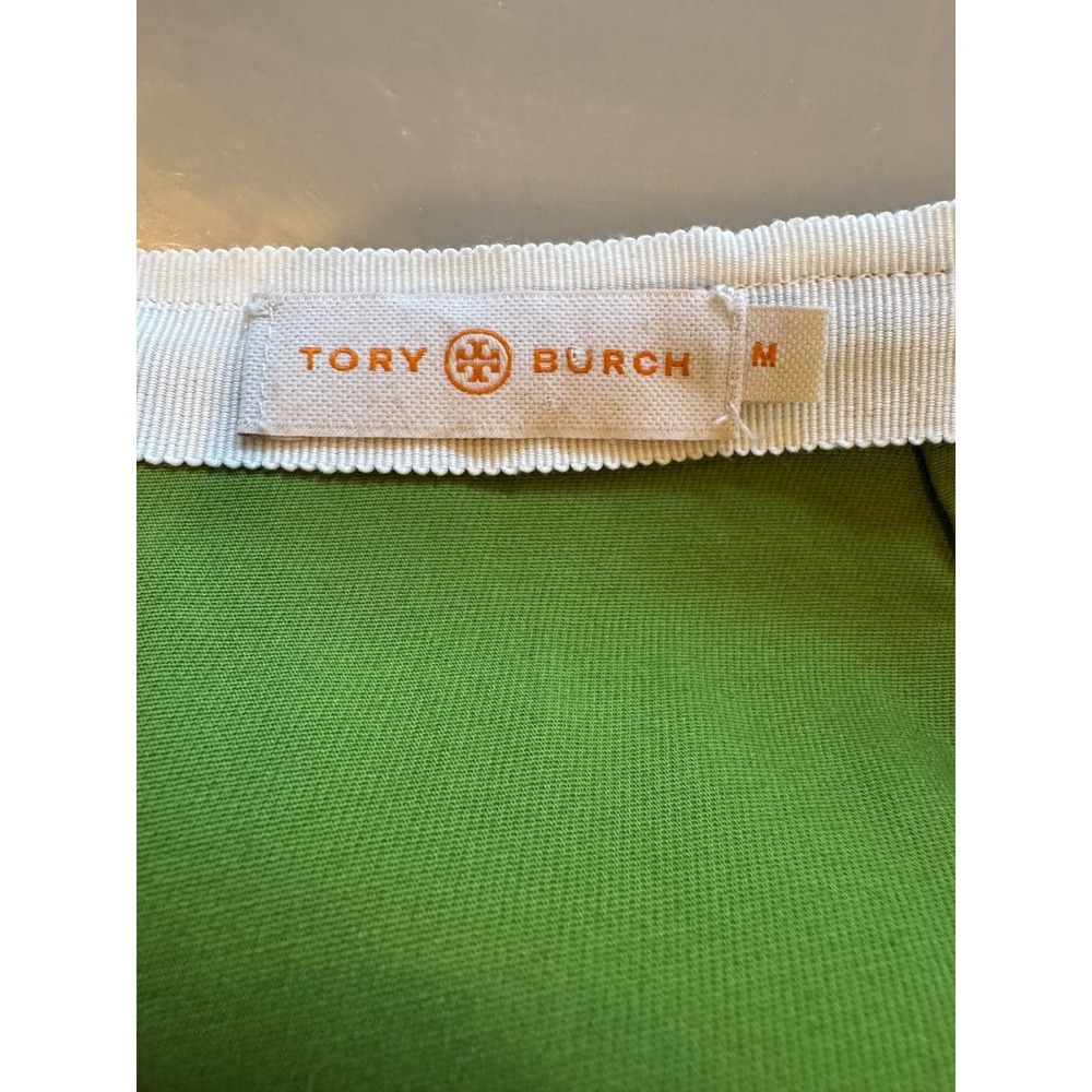 Tory Burch Green White Cotton Crochet A Line Knee Skirt Size M $425 boho country - Picture 7 of 8